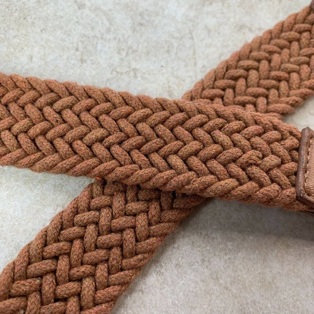 FAUX LEATHER + COTTON CANVAS Belt — Woven Brown - Picture 8 of 8